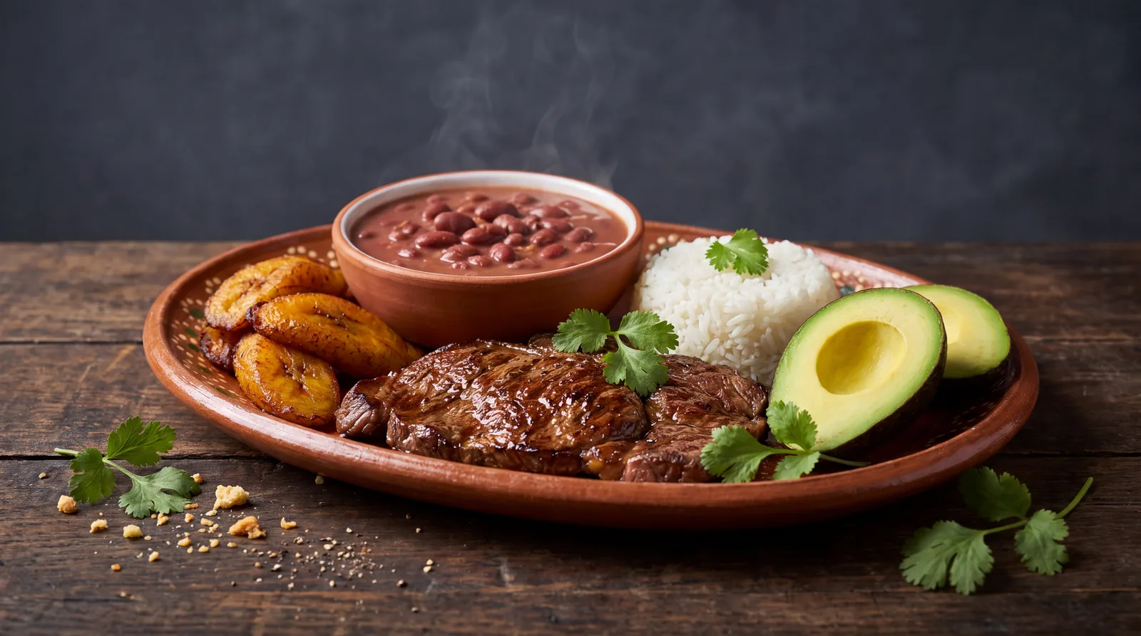 Plato fuerte de la casa con ensalada y acompañamiento